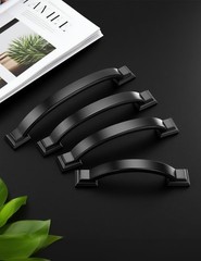 10 Pack 3 Inch 76mm Black Arch Cabinet Pulls Matte Zinc Alloy Handles
