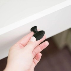 12 Pack Black round Cabinet Hardware Knobs 1.18 Inch Flat Pulls Knob with Screws