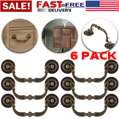 6 Packs Vintage Drop Bail Dresser Drawer Pull Antique Bronze Cabinet Handle Knob