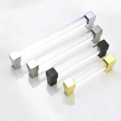 Square Acrylic Cabinet Handles Clear Drawer Pull Gold Black Silver Dresser Pulls