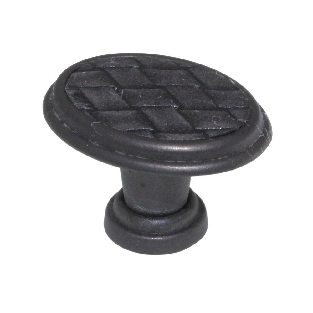 Laurey Churchill 1 5/8″ Oval Knob Oil-Rubbed Bronze Buff Black Leather 12192