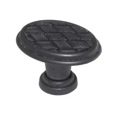 Laurey Churchill 1 5/8″ Oval Knob Oil-Rubbed Bronze Buff Black Leather 12192
