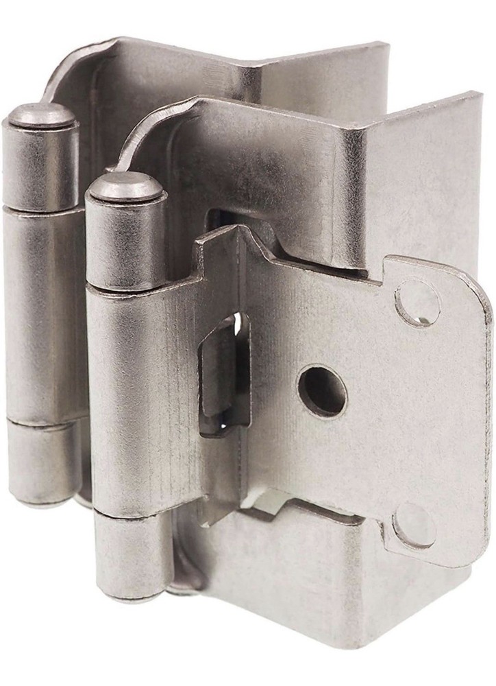DecoBasics 1/2 Overlay Cabinet Hinges Wrap Self Close Satin Nickel 25 Pairs