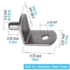 5mm Shelf Pegs L-Shaped Cabinet Support Pins Bracket Style Clips for Bookcase Ki