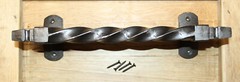 1-MONSTER HANDLE,TWIST DESIGN PULL,BURNISHED METAL,WOOD GATE PULL HW-124