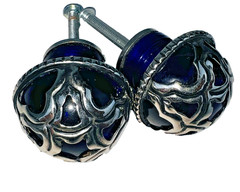 Vintage Blue Glass Door Knobs – Cupboard Cabinet Kitchen Drawer Pull Handle