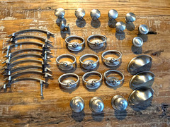 LOT OF 23 SILVER FURNITURE HARDWARE,GREAT STYLES!,MULTIPLE SIZES&SHAPES