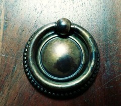 Brass FURNITURE Hardware Drawer Ring Pull w/ Backplate Bosetti Marella Italy