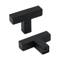 5 Pack Black Square T Bar Single Hole Knobs Cabinet Pull Drawer Handles Stainles
