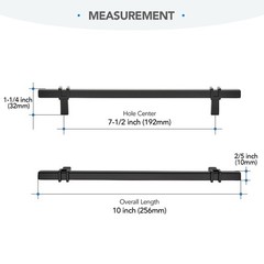 10 PCS 7-1/2 inch Black Cabinet Handles Matte Black Zinc Alloy Square Bar Pulls