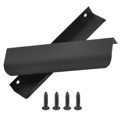 25 Pack Matte Black Edge Drawer Pulls Cabinet Finger Pull 128mm/5in Hole Center