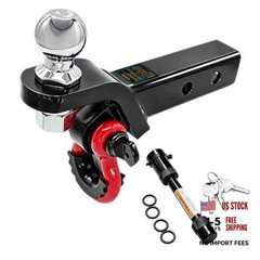 Trailer Hitch Ball Mount with Tow Shackle and 3/4″ Hitch Pin A-With Shackle