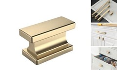 Gold Cabinet Knobs 1.46 Inch(37mm) Single 1.46″/37MM Brushed Brass 10 Pack