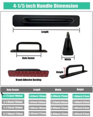2 PCS Black SelfStick Instant Kitchen Cabinet Drawer Handle 106mm Pull