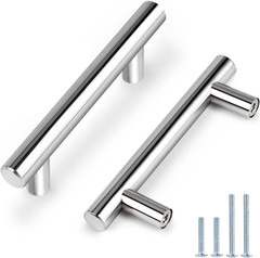 30 Pack 3 Inch Polished Chrome Cabinet Handles, 5 Inches Total Length