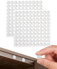 200PCS Clear Silicone Cabinet Door Bumpers, Self Adhesive Soft Rubber Sound