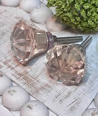 Pink Solid Glass Knobs 1 3/8″ For Cabinets Furniture Approx 2.5″ Screw & Nut NEW