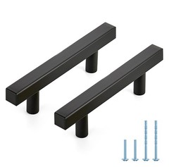 JOY DECOR 30 Pack 3 Inch Matte Black Square Cabinet Handles Stainless Steel