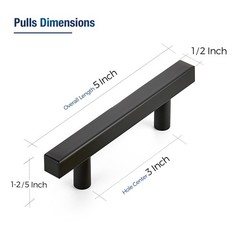 JOY DECOR 30 Pack 3 Inch Matte Black Square Cabinet Handles Stainless Steel