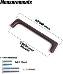 Antique Oil Rubbed Bronze Cabinet Pulls with 5”(128Mm),Retro Style Solid Zinc C