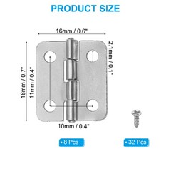 Small Butt Hinges 3/4 Inch, 8 Pack Mini Jewelry Box Hinge with Screw, Silver