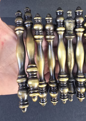 10 Vtg Amerock Cabinet Drawer Handle Pulls Brass w/ screws See Photos