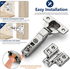 Ravinte 60 Pack 30 Pairs European Kitchen Cabinet Hinges Soft Close Half Overlay