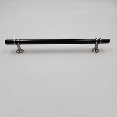 Shiny Black with Chrome Silver Long Cabinet Handles T Bar Drawer Pulls 2pc Lot