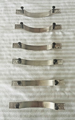 Silver Square Cabinet Handles/Drawer Pulls, 5 1/2 in, 4 in Hole Center (6 pcs)