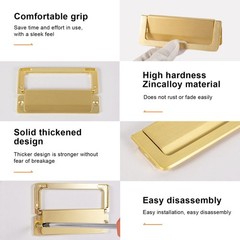 2 PCS Gold Zinc Alloy Flush Mount Cabinet Drawer Handles 3.78 Inch/96 mm