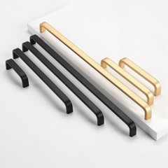 Brushed Brass Modern Wardrobe Closet Handles Black Large Cupboard Drawer Pulls