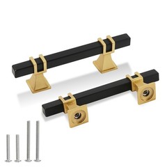 Cabinet Pulls Matte Black and Gold Cabinet Handles, 2 Pack 3 Inch Kitchen Doo…