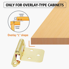 Gold Self-Closing Cabinet Hinges 1/2″ Overlay, 50 Pack (25 Pairs)