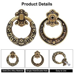 2 Set Vintage Ring Drawer Pulls for Dresser Drawer Bronze 2.1″