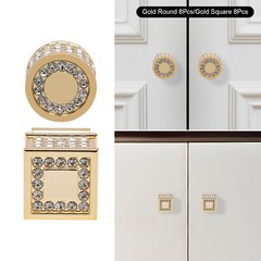 8* Modern Gold Cabinet Knob Shiny Cabinet Knob Round Furniture Handles.