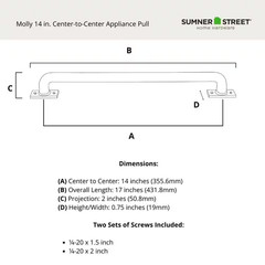 Molly 14 In. (356 Mm) Center-To-Center Industrial Satin Brass Appliance Pull