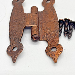 Vintage Hammered Copper-Plated H-Hinges DISTRESSED 6 Cabinet Hardware Colonial