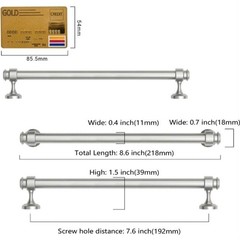 Amerdeco 9 Pack Brushed Satin Nickel Cabinet Handles 7.5 Inch Drawer Pulls