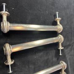 Vintage Chrome Cabinet Door Handles Drawer Pulls 7” Lot Of 6