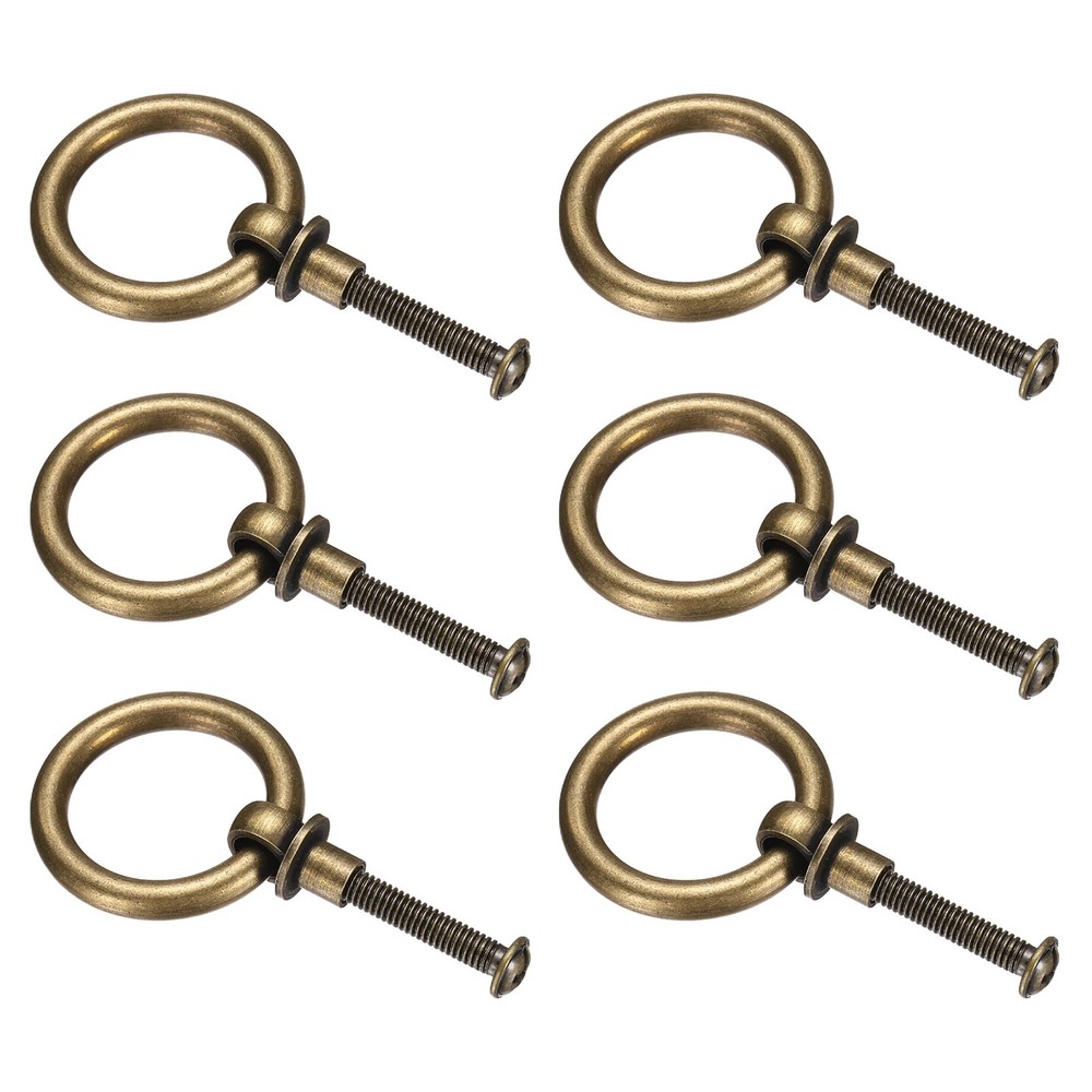 6Pcs 1.18 Inch Brass Drawer Pulls and Knobs Cupboard with Screws Bronze