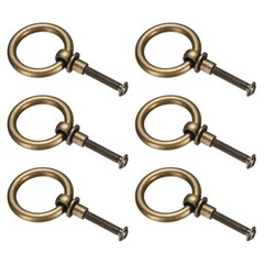 6Pcs 1.18 Inch Brass Drawer Pulls and Knobs Cupboard with Screws Bronze