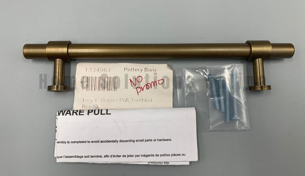 Pottery Barn Frey Drawer Cabinet Pull Tumbled Brass 6″ #9734K