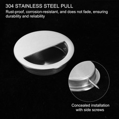 4Pcs Recessed Door Handles 2in Dia Round Hidden Concealed Door Pulls Silver