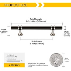 Rergy 10 Pack 5 Inch Black and Brushed Nickel Cabinet Pulls Heavy-Duty Kitche…