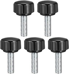 5 Pcs M5 x 20mm Smooth Black Knurled Clamping Knobs for Secure Grip