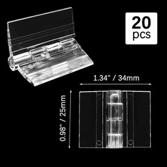 Rierdge 20 Pcs Plastic Hinges Clear, Tranparent Acrylic 1.34″*0.98″, Clear