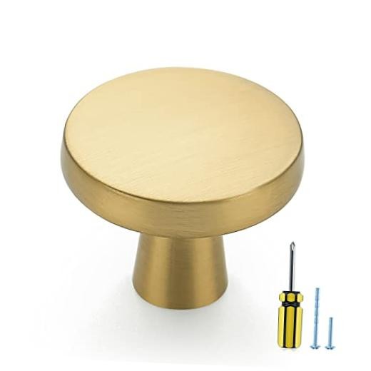 30 Rustic Kitchen Knobs – Gold Round Pulls – Solid Design for Cabinets
