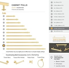 8 1/2in 2 Pack Solid Brass Cabinet Handles 6 1/2 in Hole Center Brushed Brass