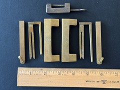 3 Vintage Brass Cabinet Furniture Door Chinese Puzzle Padlock Locks w/Push Keys