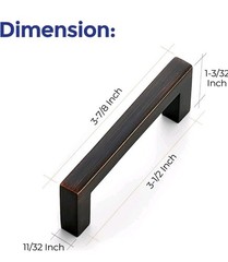 Ravinte 10 Pack Solid 3-1/2 Inch Center to Center Slim Square Bar Drawer Handles